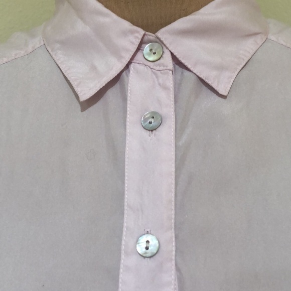 Free People Top Size Small Colorblock Gray Pastel Pink Silk Blouse - Picture 3 of 12